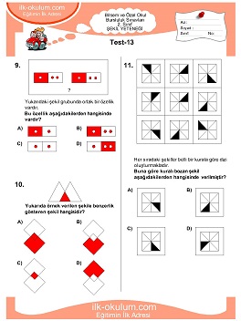 ilkokul 1. Sınıf Bilsem Zeka Testi 